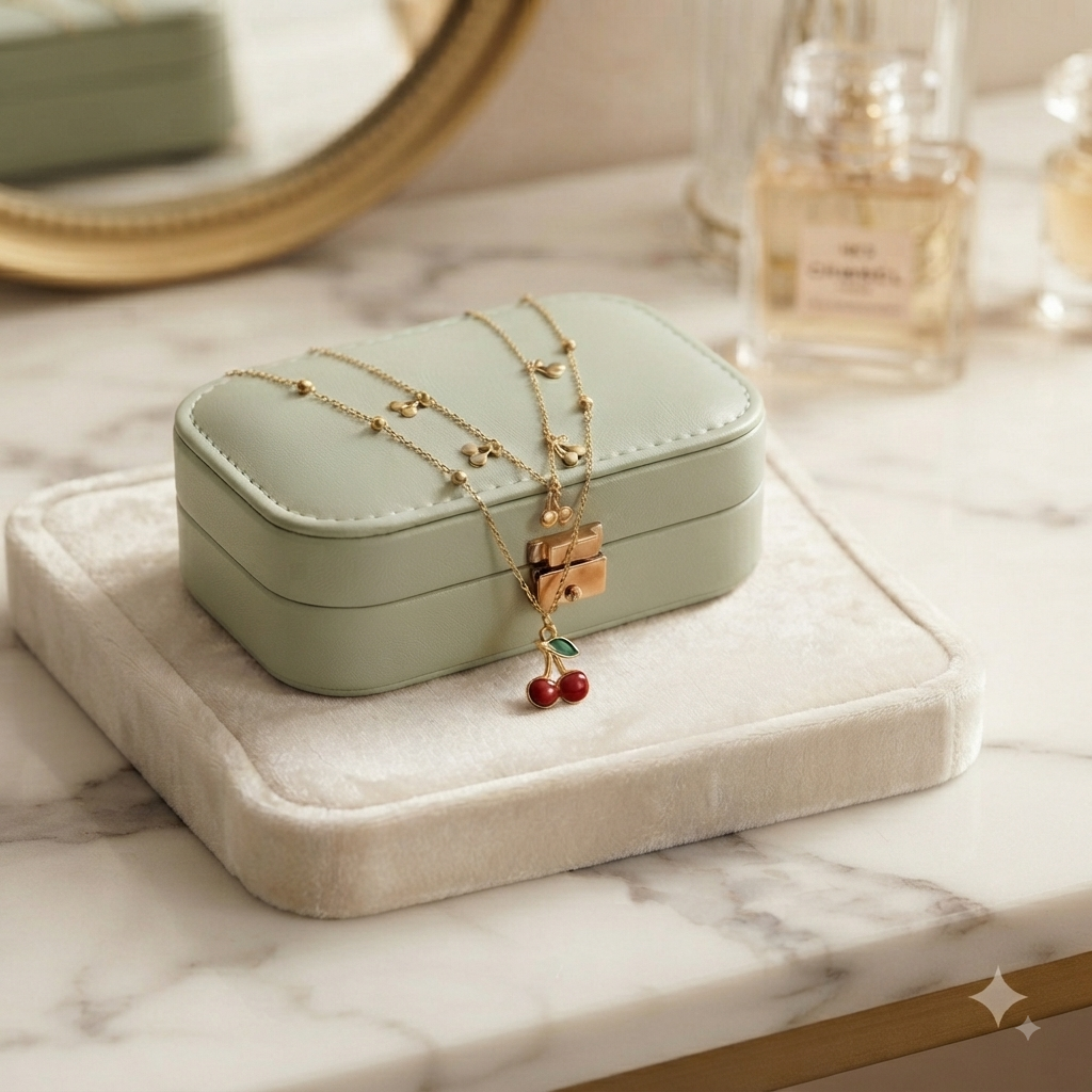 Collar Cereza Dorada – Dulce Encanto
