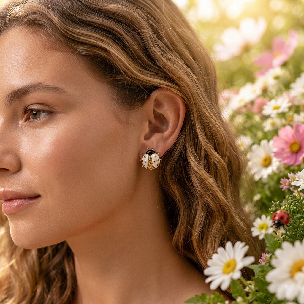 Aretes Mariquita Dorada – Encanto Natural - TrendyLane