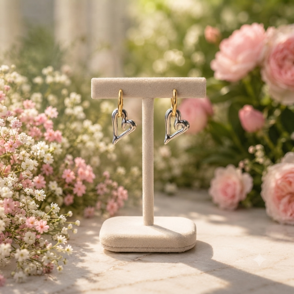 Aretes Corazón Bicolor – Amor Moderno - TrendyLane