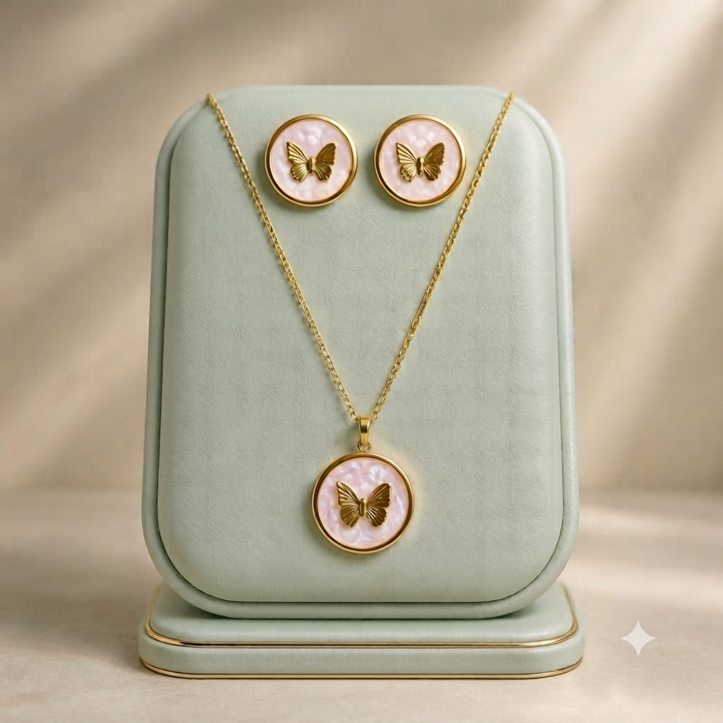 Conjunto Mariposa Dorada – Elegancia en Rosa