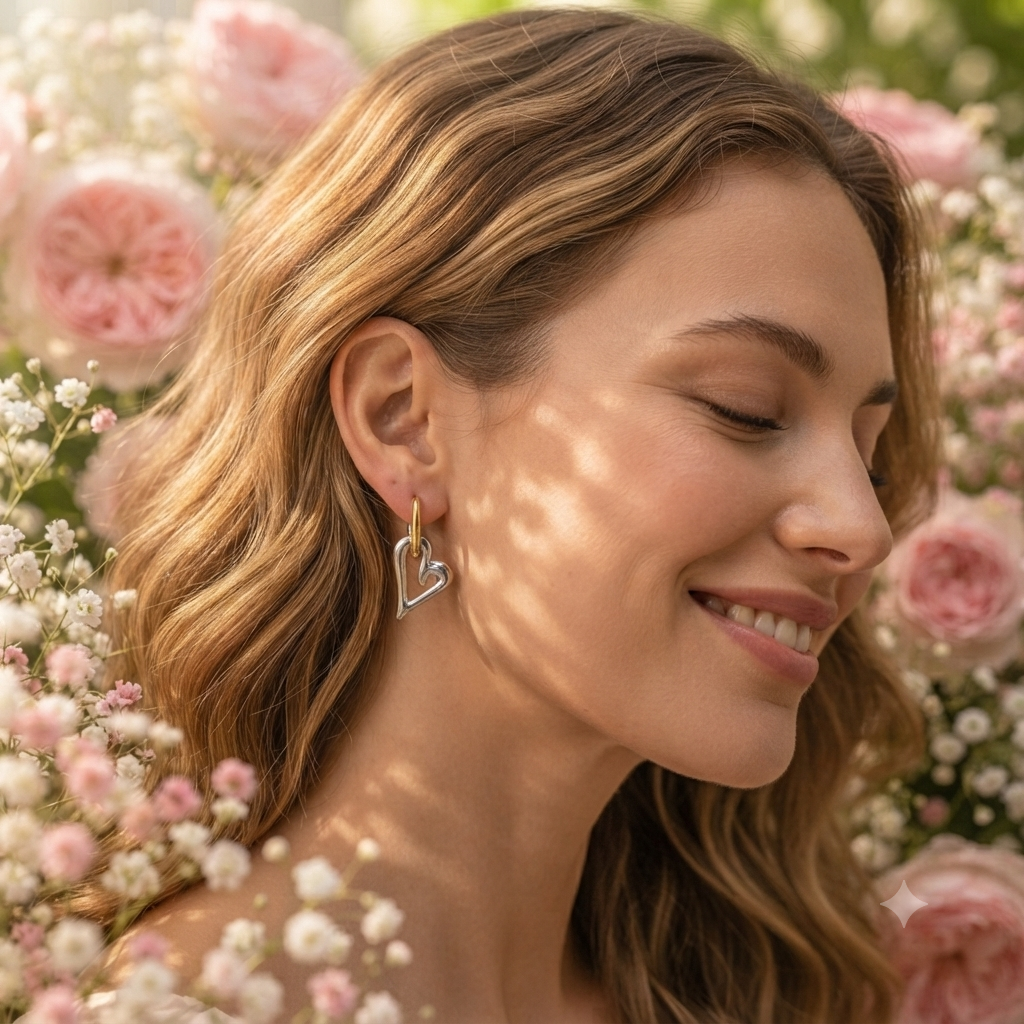 Aretes Corazón Bicolor – Amor Moderno - TrendyLane